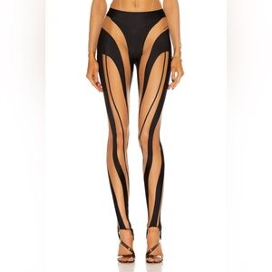 Mugler Multi-Panel Stirrup Sheer Spiral Legging